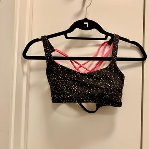 Black/Pink Strappy Sports Bra